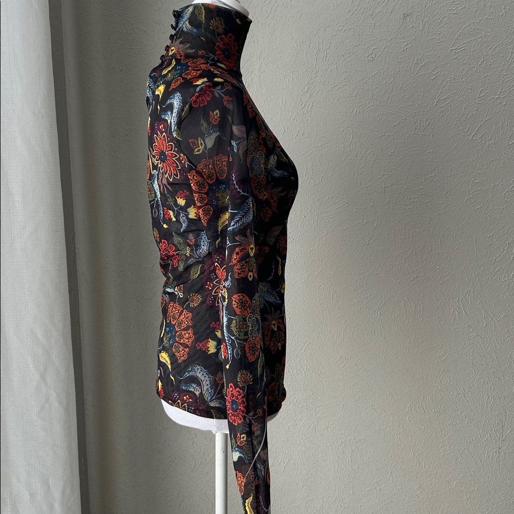 cinq à sept floral mesh mock neck long sleeve top size small - Picture 4 of 12